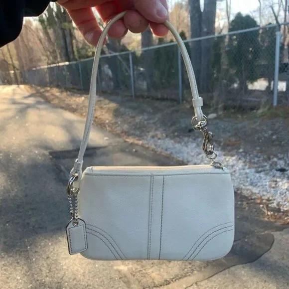 Coach Women's Coated Leather Corner Zip Wristlet in White - Picture 3 of 4